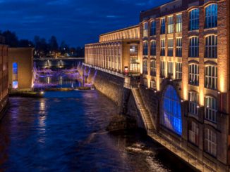 Tammerkosken maisemavalaistuksen valaistussuunnittelijoina toimivat LiCon-AT oy & WhiteNight Lighting oy. Kuva Skyfox/Marko Kallio.